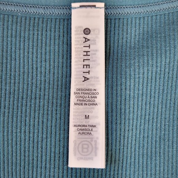 Athleta NWT Aurora Tank M Teal Blue Fitted Ribbed Seamless Activewear Breathable - Picture 5 of 11